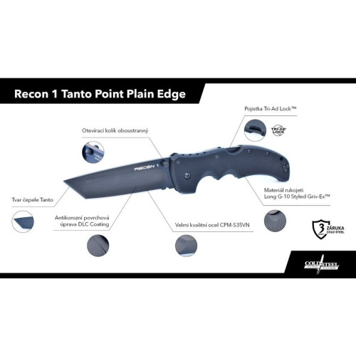 Cold Steel Recon 1 Tanto Point Plain Edge