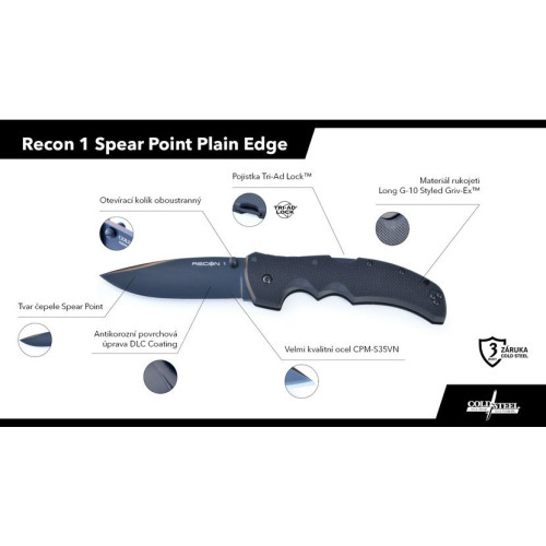 Cold Steel Recon 1 Spear Point Plain Edge