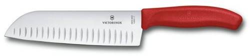 Victorinox Santoku Swiss Classic 17 cm s výbrusy červený