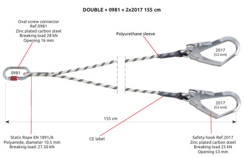 CAMP. Rope Lanyard Double 155 cm + 0981 + 2x2017