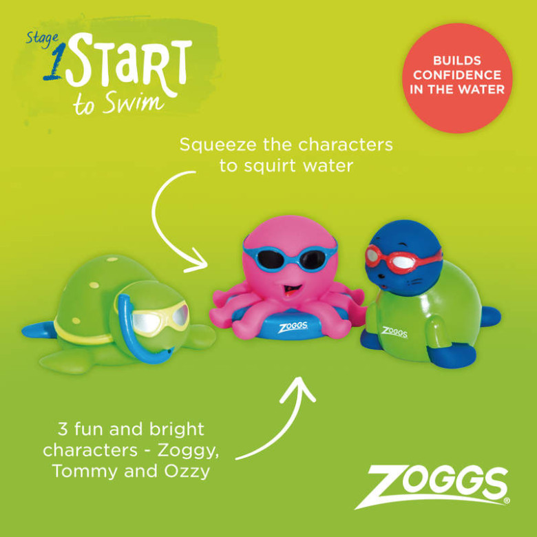Zoggs Confezione Da 3 Pupazzi Da Bagno Little Splashems – Foca, Tartaruga E Polipo – Giocattoli Spruzza-acqua Per Bambini Dai 3 Anni